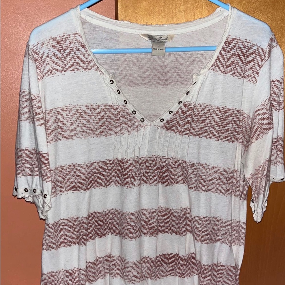 Womens lucky brand lucky size l knit top shirt short sleeve